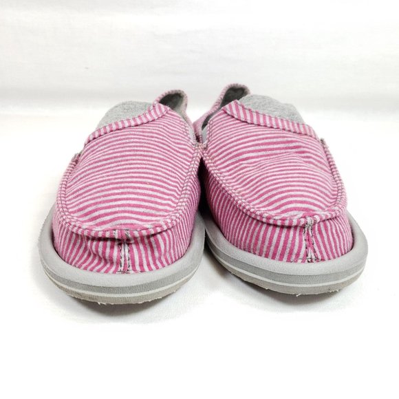 Sanuk Pink and Gray Striped Flats - Picture 4 of 7